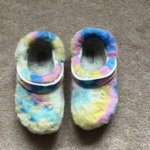 Tie dye colored crocs